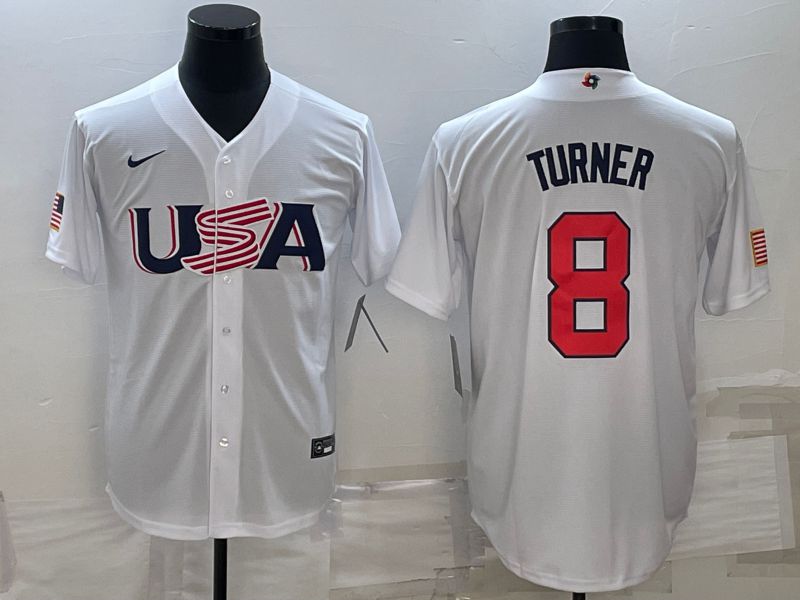 Men 2023 World Cub USA #8 Turner White Nike MLB Jersey9->more jerseys->MLB Jersey